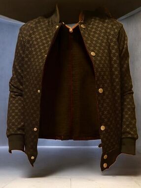 Celine Black Patterned Bomber Jacket